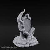Root-Clutched Skull-Crowned Gravestone Miniature for Dungeons and Dragons, Pathfinder or other TTRPGs