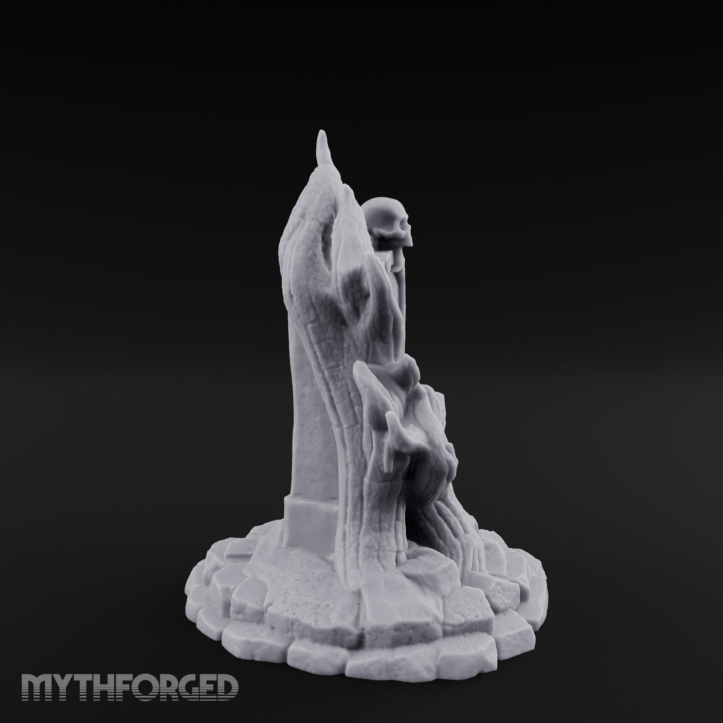 Root-Clutched Skull-Crowned Gravestone Miniature for Dungeons and Dragons, Pathfinder or other TTRPGs
