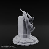 Root-Clutched Skull-Crowned Gravestone Miniature for Dungeons and Dragons, Pathfinder or other TTRPGs
