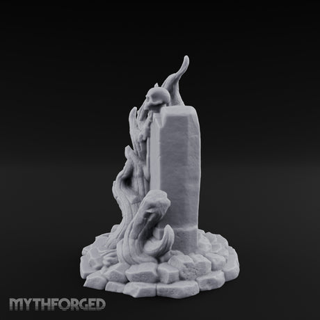Root-Clutched Skull-Crowned Gravestone Miniature for Dungeons and Dragons, Pathfinder or other TTRPGs