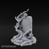 Root-Clutched Skull-Crowned Gravestone Miniature for Dungeons and Dragons, Pathfinder or other TTRPGs