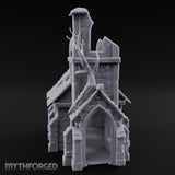 Root-Entwined Tower-Sheared Gothic Chapel Ruins Miniature for Dungeons and Dragons, Pathfinder or other TTRPGs