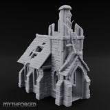Root-Entwined Tower-Sheared Gothic Chapel Ruins Miniature for Dungeons and Dragons, Pathfinder or other TTRPGs
