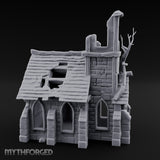 Root-Entwined Tower-Sheared Gothic Chapel Ruins Miniature for Dungeons and Dragons, Pathfinder or other TTRPGs