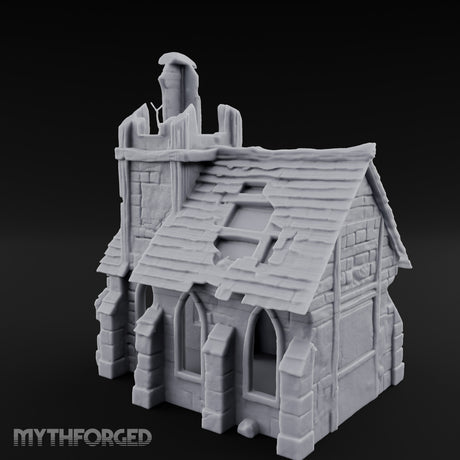 Root-Entwined Tower-Sheared Gothic Chapel Ruins Miniature for Dungeons and Dragons, Pathfinder or other TTRPGs