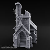Root-Entwined Tower-Sheared Gothic Chapel Ruins Miniature for Dungeons and Dragons, Pathfinder or other TTRPGs
