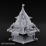 Rope-Bound Flag-Topped Mountain Peak Outpost Miniature for Dungeons and Dragons, Pathfinder or other TTRPGs