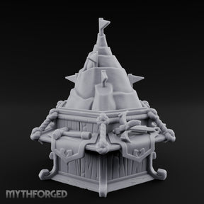 Rope-Bound Flag-Topped Mountain Peak Outpost Miniature for Dungeons and Dragons, Pathfinder or other TTRPGs