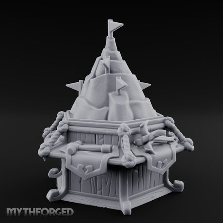 Rope-Bound Flag-Topped Mountain Peak Outpost Miniature for Dungeons and Dragons, Pathfinder or other TTRPGs