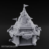 Rope-Bound Flag-Topped Mountain Peak Outpost Miniature for Dungeons and Dragons, Pathfinder or other TTRPGs