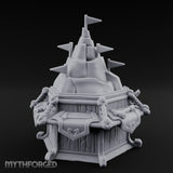 Rope-Bound Flag-Topped Mountain Peak Outpost Miniature for Dungeons and Dragons, Pathfinder or other TTRPGs