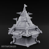 Rope-Bound Flag-Topped Mountain Peak Outpost Miniature for Dungeons and Dragons, Pathfinder or other TTRPGs