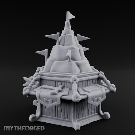 Rope-Bound Flag-Topped Mountain Peak Outpost Miniature for Dungeons and Dragons, Pathfinder or other TTRPGs