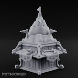 Rope-Bound Flag-Topped Mountain Peak Outpost Miniature for Dungeons and Dragons, Pathfinder or other TTRPGs