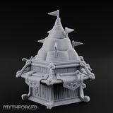 Rope-Bound Flag-Topped Mountain Peak Outpost Miniature for Dungeons and Dragons, Pathfinder or other TTRPGs