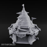 Rope-Bound Flag-Topped Mountain Peak Outpost Miniature for Dungeons and Dragons, Pathfinder or other TTRPGs