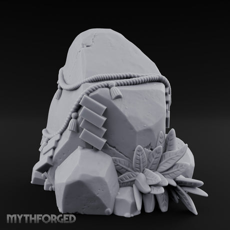Rope-Bound Leaf-Cradled Sacred Standing Stone Altar Miniature for Dungeons and Dragons, Pathfinder or other TTRPGs