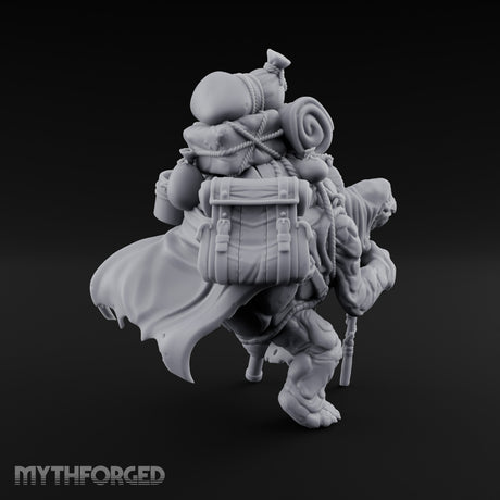 Rope-Bound Pack-Laden Tortle Traveller Miniature for Dungeons and Dragons, Pathfinder or other TTRPGs