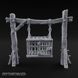 Rope-Bound Rune-Carved Hanging Prisoner Cage Miniature for Dungeons and Dragons, Pathfinder or other TTRPGs