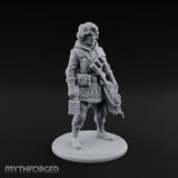 Rope Coiling Human Resistance Fighter Miniature for Dungeons and Dragons, Pathfinder or other TTRPGs