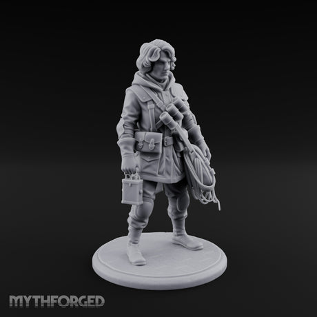 Rope Coiling Human Resistance Fighter Miniature for Dungeons and Dragons, Pathfinder or other TTRPGs