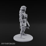 Rope Coiling Human Resistance Fighter Miniature for Dungeons and Dragons, Pathfinder or other TTRPGs