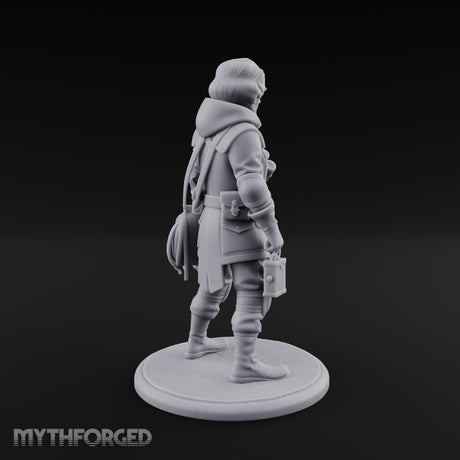 Rope Coiling Human Resistance Fighter Miniature for Dungeons and Dragons, Pathfinder or other TTRPGs
