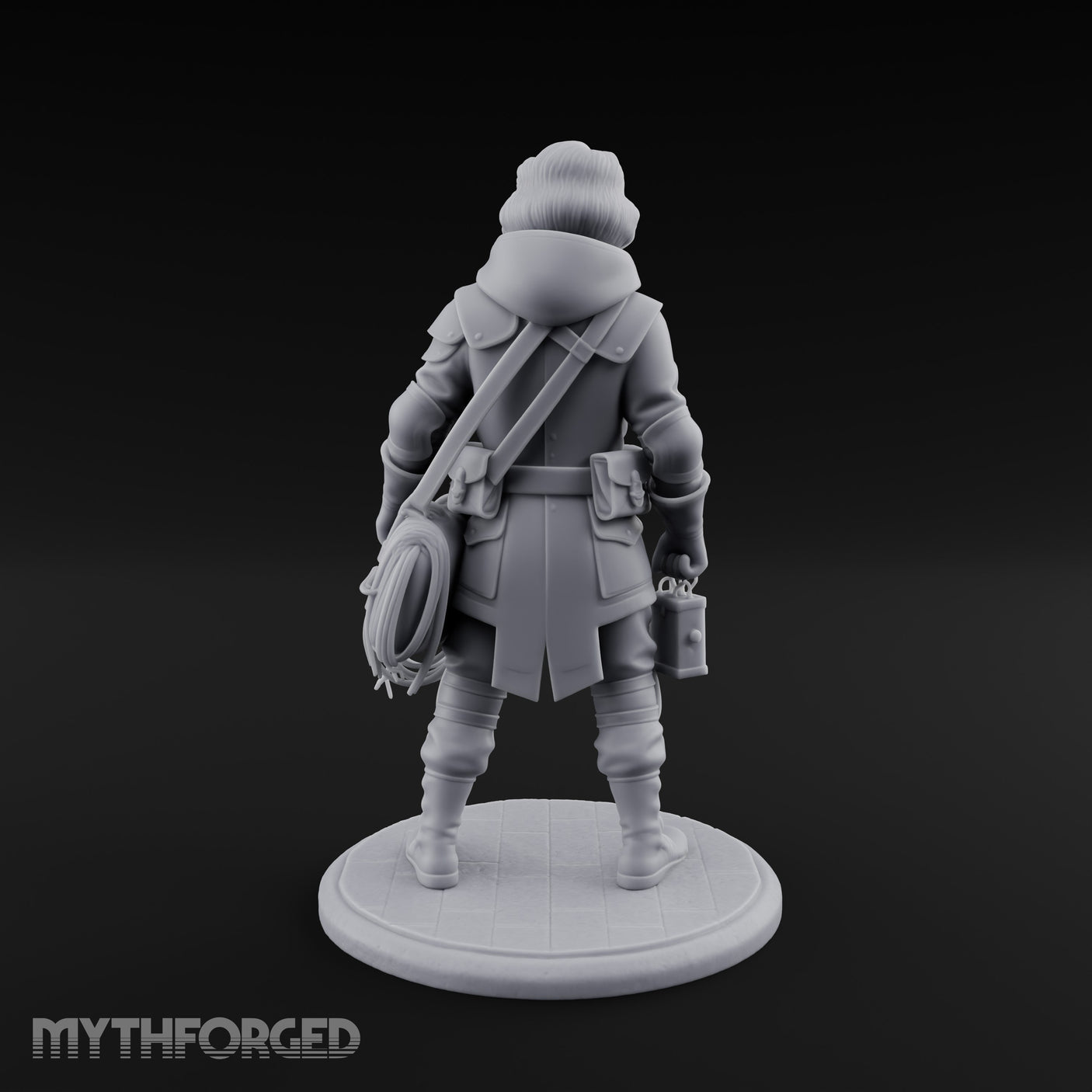 Rope Coiling Human Resistance Fighter Miniature for Dungeons and Dragons, Pathfinder or other TTRPGs