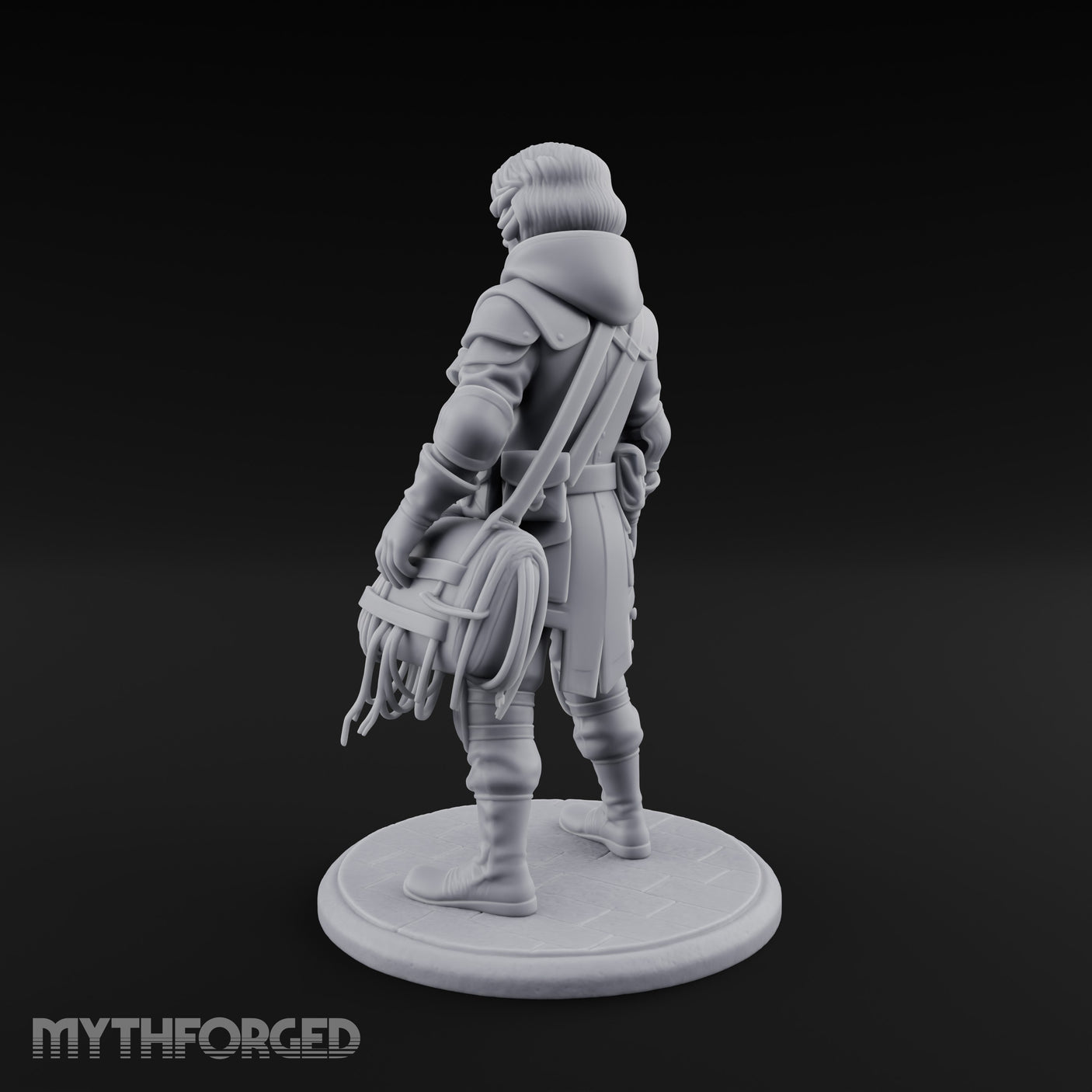 Rope Coiling Human Resistance Fighter Miniature for Dungeons and Dragons, Pathfinder or other TTRPGs