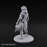 Rope Coiling Human Resistance Fighter Miniature for Dungeons and Dragons, Pathfinder or other TTRPGs