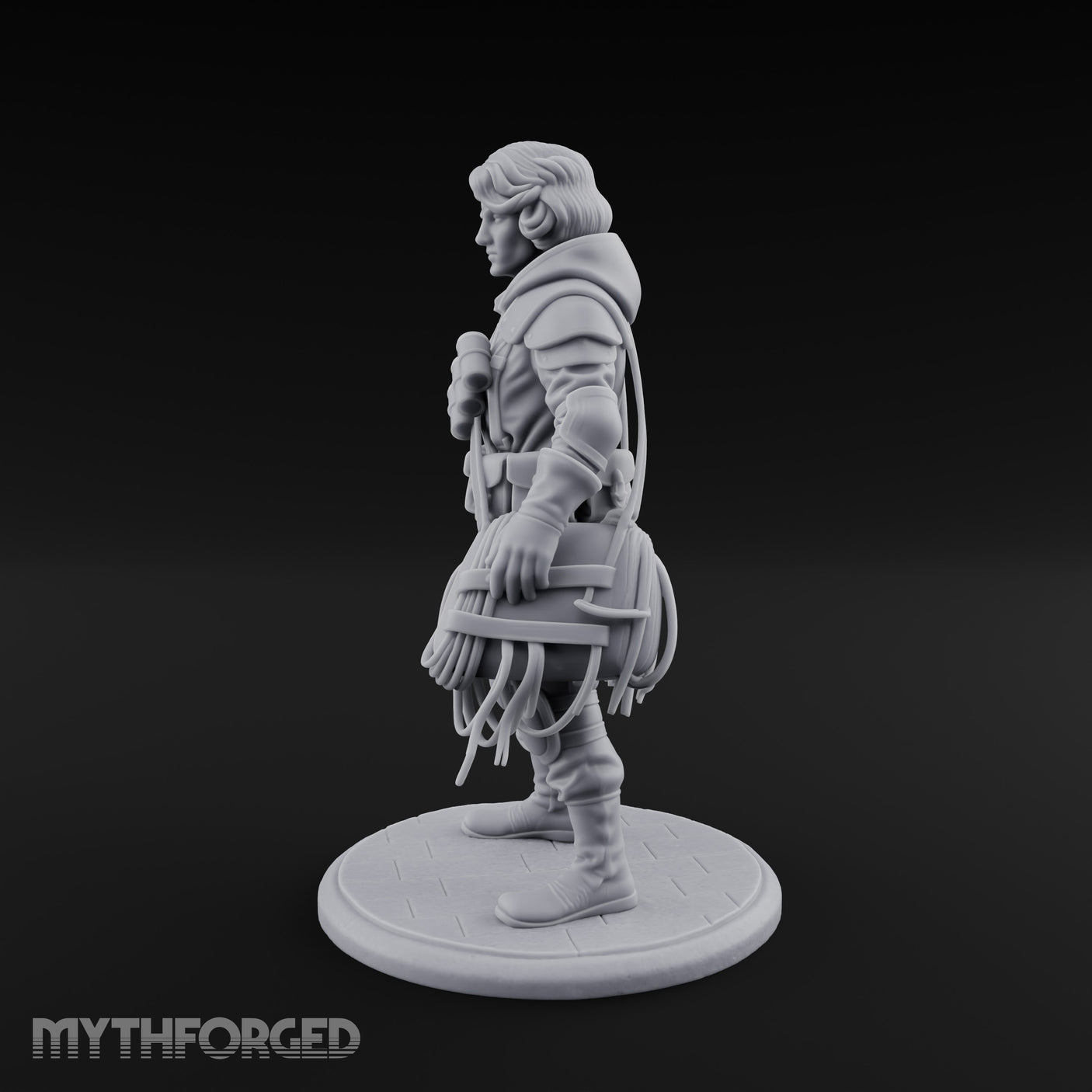 Rope Coiling Human Resistance Fighter Miniature for Dungeons and Dragons, Pathfinder or other TTRPGs