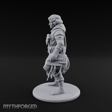 Rope Coiling Human Resistance Fighter Miniature for Dungeons and Dragons, Pathfinder or other TTRPGs
