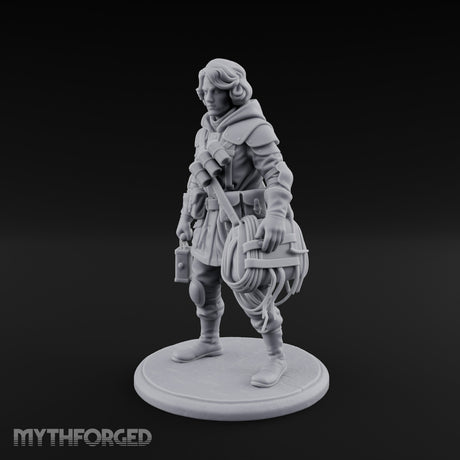 Rope Coiling Human Resistance Fighter Miniature for Dungeons and Dragons, Pathfinder or other TTRPGs