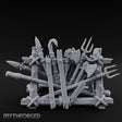 Rope-Crossed Axe-Bristling Tribal Weapon Stand Miniature for Dungeons and Dragons, Pathfinder or other TTRPGs