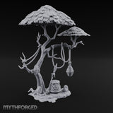 Rope-Draped Idol-Rooted Tribal Canopy Tree Scene Miniature for Dungeons and Dragons, Pathfinder or other TTRPGs
