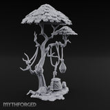 Rope-Draped Idol-Rooted Tribal Canopy Tree Scene Miniature for Dungeons and Dragons, Pathfinder or other TTRPGs