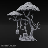 Rope-Draped Idol-Rooted Tribal Canopy Tree Scene Miniature for Dungeons and Dragons, Pathfinder or other TTRPGs