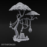 Rope-Draped Idol-Rooted Tribal Canopy Tree Scene Miniature for Dungeons and Dragons, Pathfinder or other TTRPGs