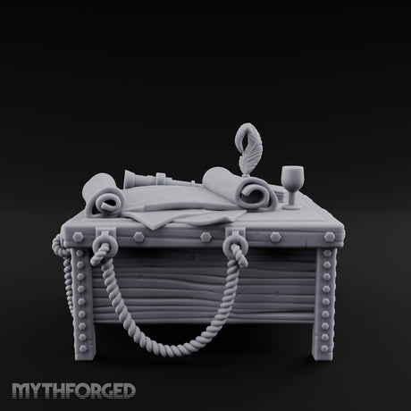 Rope-Draped Map-Strewn Navigator's Chart Table