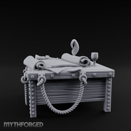 Rope-Draped Map-Strewn Navigator's Chart Table gallery 1