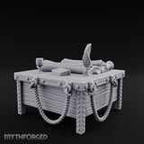 Rope-Draped Map-Strewn Navigator's Chart Table Miniature for Dungeons and Dragons, Pathfinder or other TTRPGs