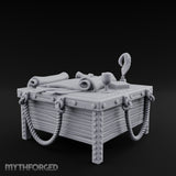 Rope-Draped Map-Strewn Navigator's Chart Table Miniature for Dungeons and Dragons, Pathfinder or other TTRPGs