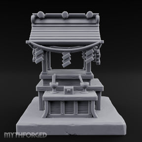 Rope-Draped Offering-Bowled Japanese Wayside Shrine