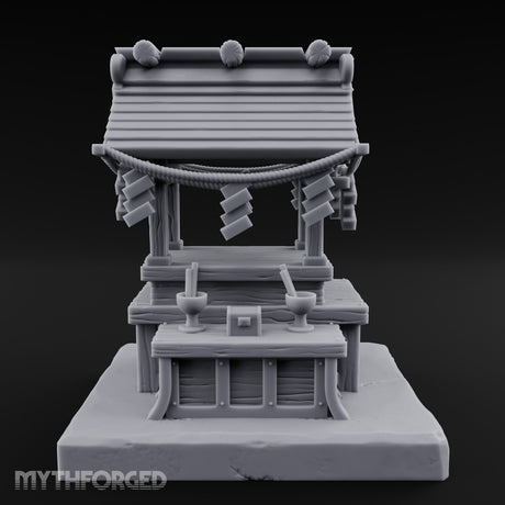 Rope-Draped Offering-Bowled Japanese Wayside Shrine Miniature for Dungeons and Dragons, Pathfinder or other TTRPGs