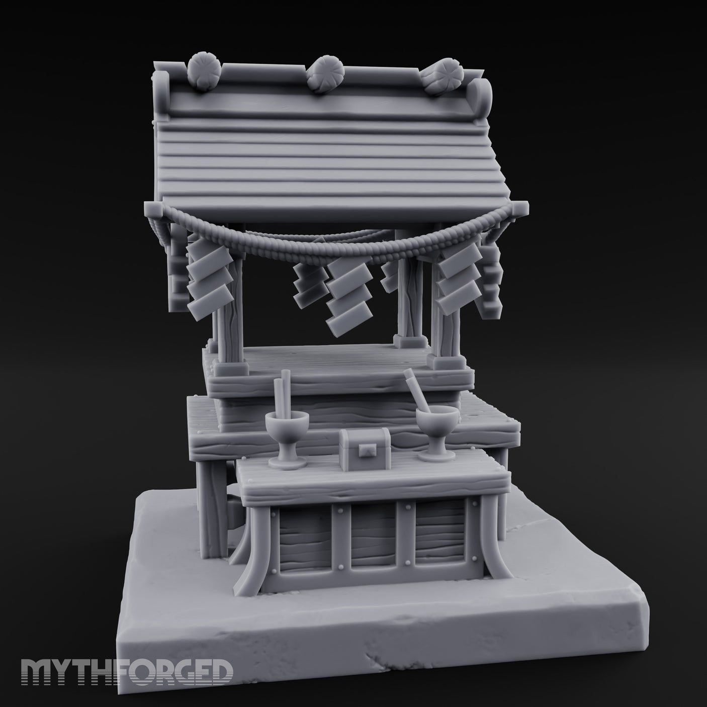 Rope-Draped Offering-Bowled Japanese Wayside Shrine gallery 1