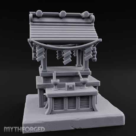 Rope-Draped Offering-Bowled Japanese Wayside Shrine Miniature for Dungeons and Dragons, Pathfinder or other TTRPGs