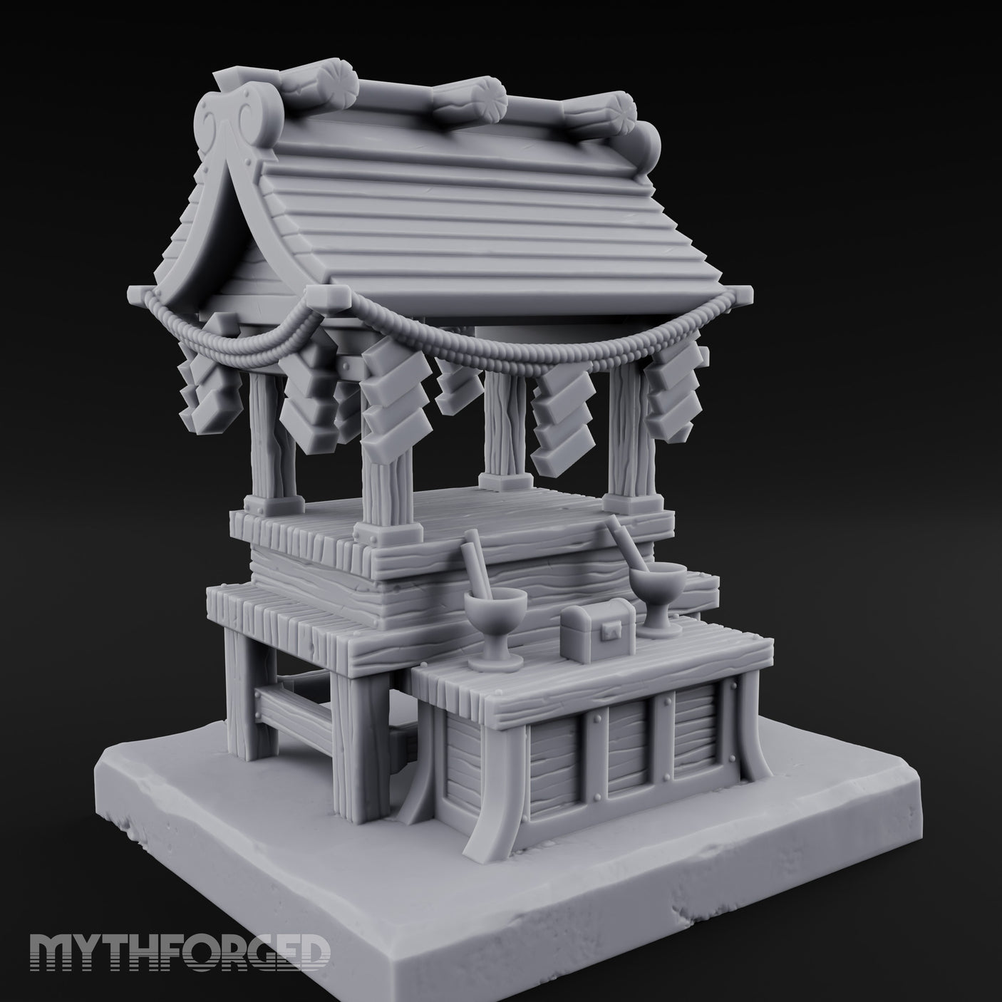 Rope-Draped Offering-Bowled Japanese Wayside Shrine gallery 2