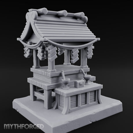 Rope-Draped Offering-Bowled Japanese Wayside Shrine Miniature for Dungeons and Dragons, Pathfinder or other TTRPGs