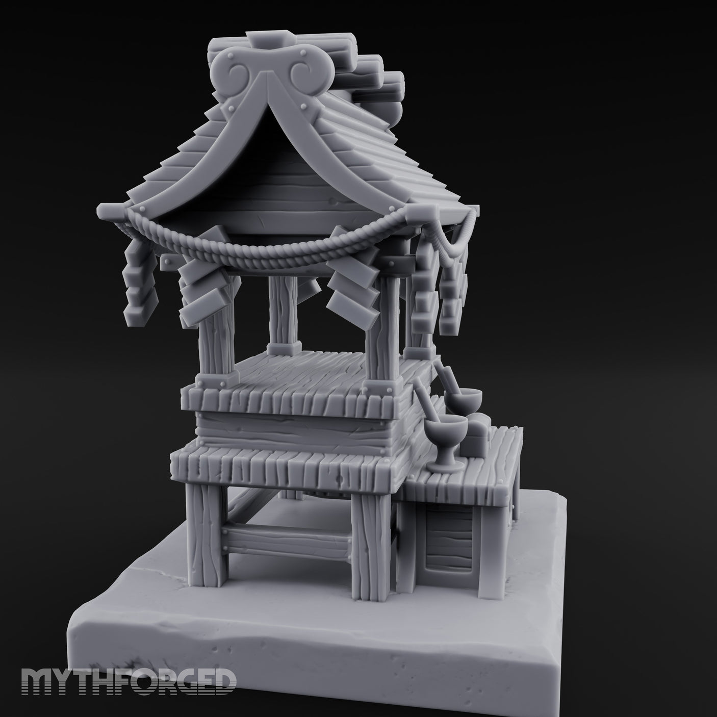 Rope-Draped Offering-Bowled Japanese Wayside Shrine gallery 3