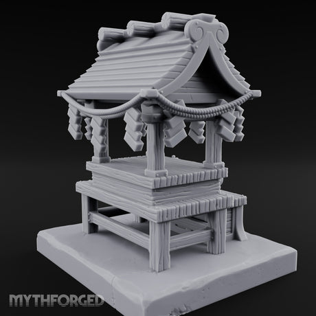 Rope-Draped Offering-Bowled Japanese Wayside Shrine Miniature for Dungeons and Dragons, Pathfinder or other TTRPGs